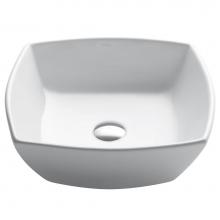 Kraus KCV-126 - KRAUS Elavo Square Vessel White Porcelain Ceramic Bathroom Sink, 16 1/2 inch