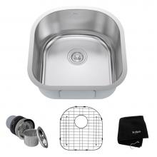 Kraus KBU15 - 20 Inch Undermount Single Bowl 16 Gauge Stainless Steel Kitchen Sink with NoiseDefend Soundproofin