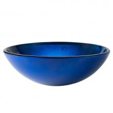 Kraus GV-204 - KRAUS Round Blue Glass Vessel Bathroom Sink, 16 1/2 inch