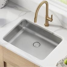 Kraus KA1AS25B - KRAUS Dex 25 in. Undermount 16 Gauge Antibacterial Stainless Steel Single Bowl ADA Kitchen Sink