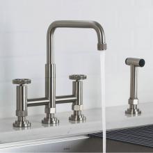 Kraus KPF-3125SFS - Urbix Industrial Bridge Kitchen Faucet with Side Sprayer in Spot Free Stainless Steel