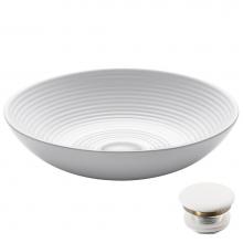 Kraus KCV-203GWH-20 - Viva Round White Porcelain Ceramic Vessel Bathroom Sink with Pop-Up Drain, 16 1/2 in. D x 4 3/8 in