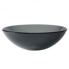 Kraus GV-104 - KRAUS Round Clear Black Glass Vessel Bathroom Sink, 14 inch