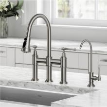 Kraus KPF-3121-FF-102SFS - Allyn Transitional Bridge Kitchen Faucet and Water Filter Faucet Combo in Spot Free Stainless Stee