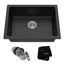 Kraus KGD-410B - KRAUS 24 Inch Dual Mount Single Bowl Granite Kitchen Sink w/ Topmount and Undermount Installation