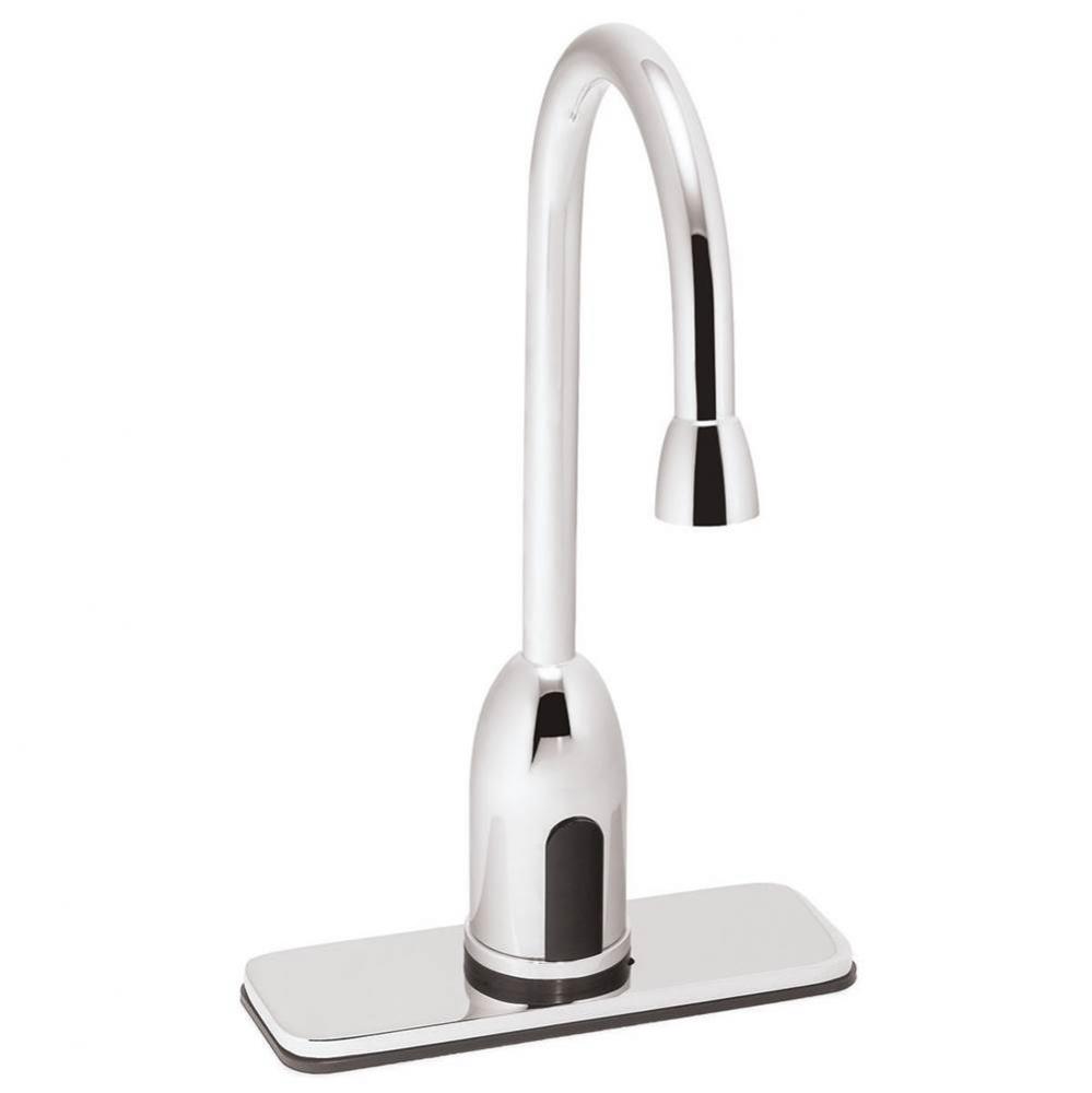 SensorFlo Gooseneck S-9211-CA-E AC Powered Sensor Faucet with 4&apos;&apos; Deck Plate and Under C