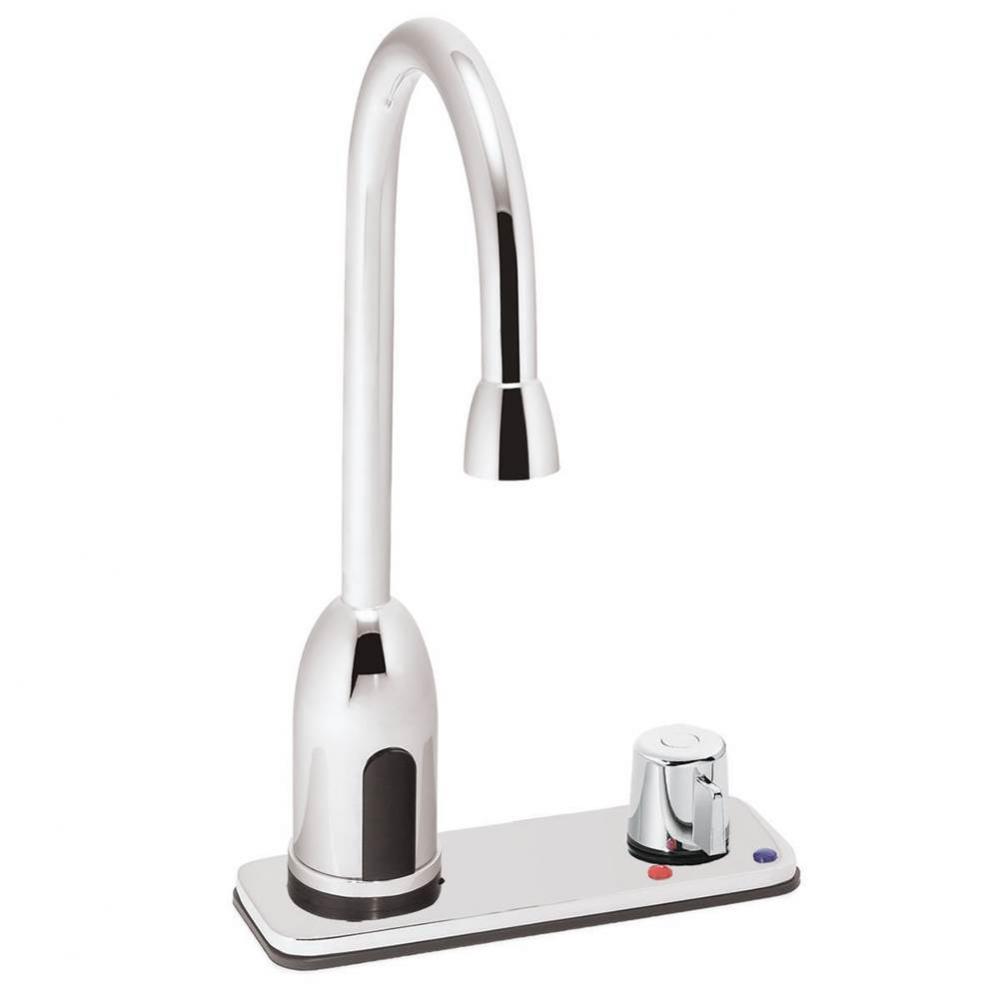 SensorFlo Gooseneck S-9212-CA-E AC Powered Sensor Faucet with 4&apos;&apos; Deck Plate and Above C