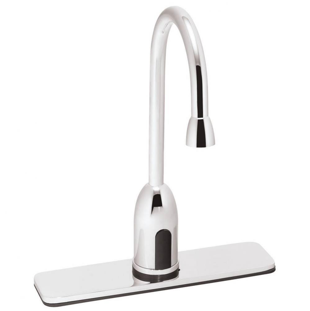 SensorFlo Gooseneck S-9221-CA-E AC Powered Sensor Faucet with 8&apos;&apos; Deck Plate and Under C