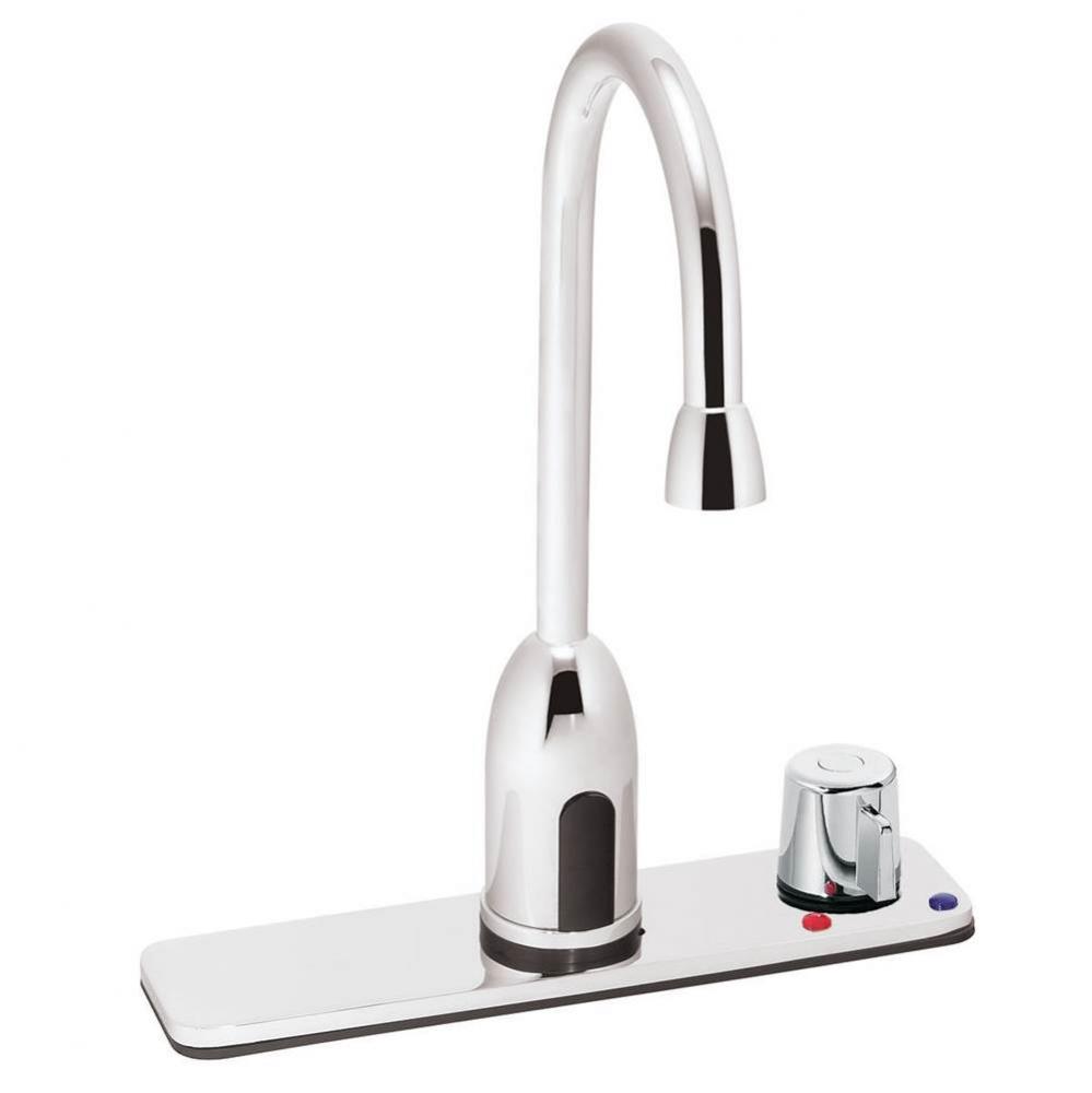 SensorFlo Gooseneck S-9222-CA-E AC Powered Sensor Faucet with 8&apos;&apos; Deck Plate and Above C