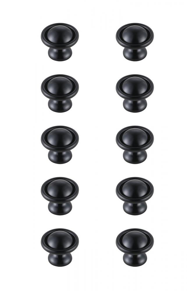 Kadea 1.2&#34; Diameter Matte Black Mushroom Knob Multipack (Set of 10)