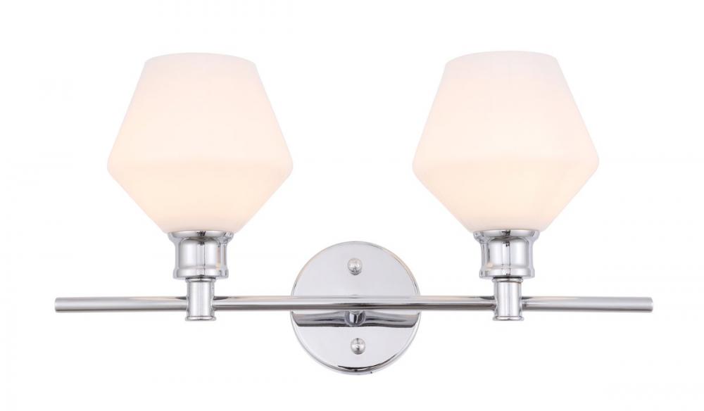 Gene 2 light Chrome and Frosted white glass Wall sconce