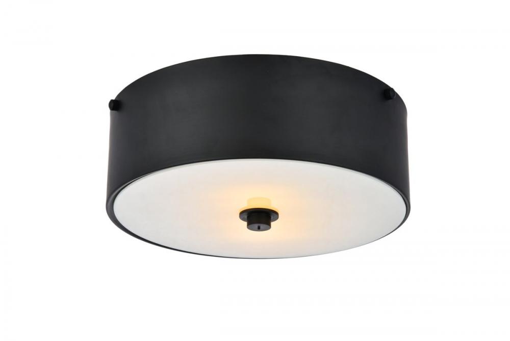 Hazen 2 light 12 inch Flat Black flush mount