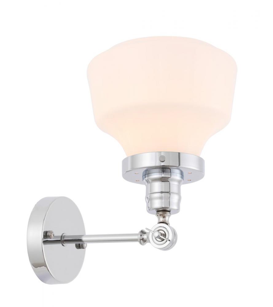 Lyle 1 light Chrome and frosted white glass wall sconce