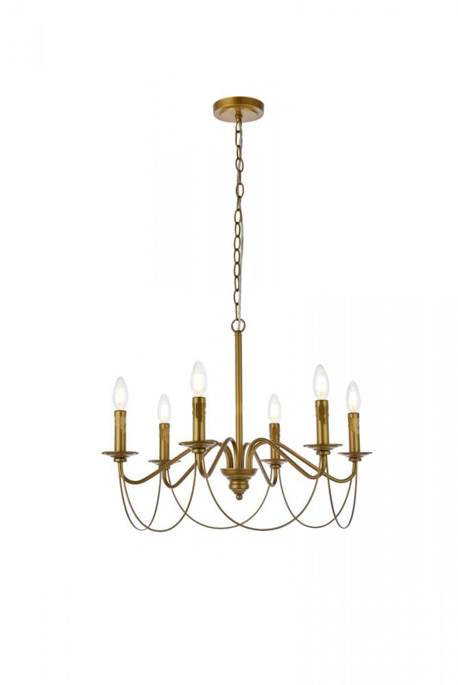 Westley 6 lights pendant in brass