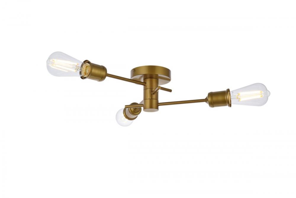 Xavier 3 Lights Flush Mount in Brass