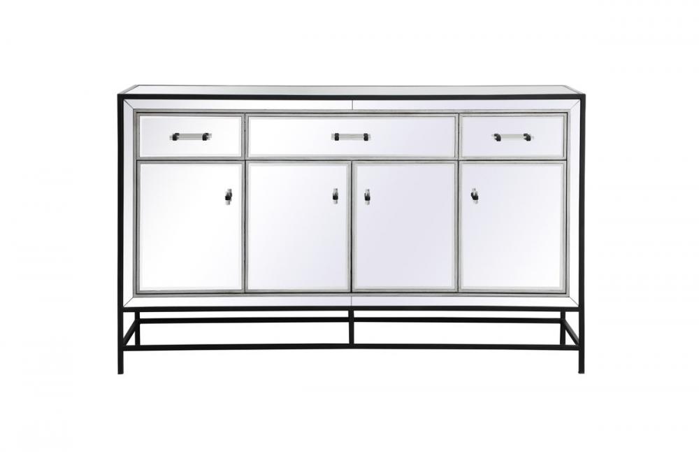 James 60 in. mirrored credenza in black