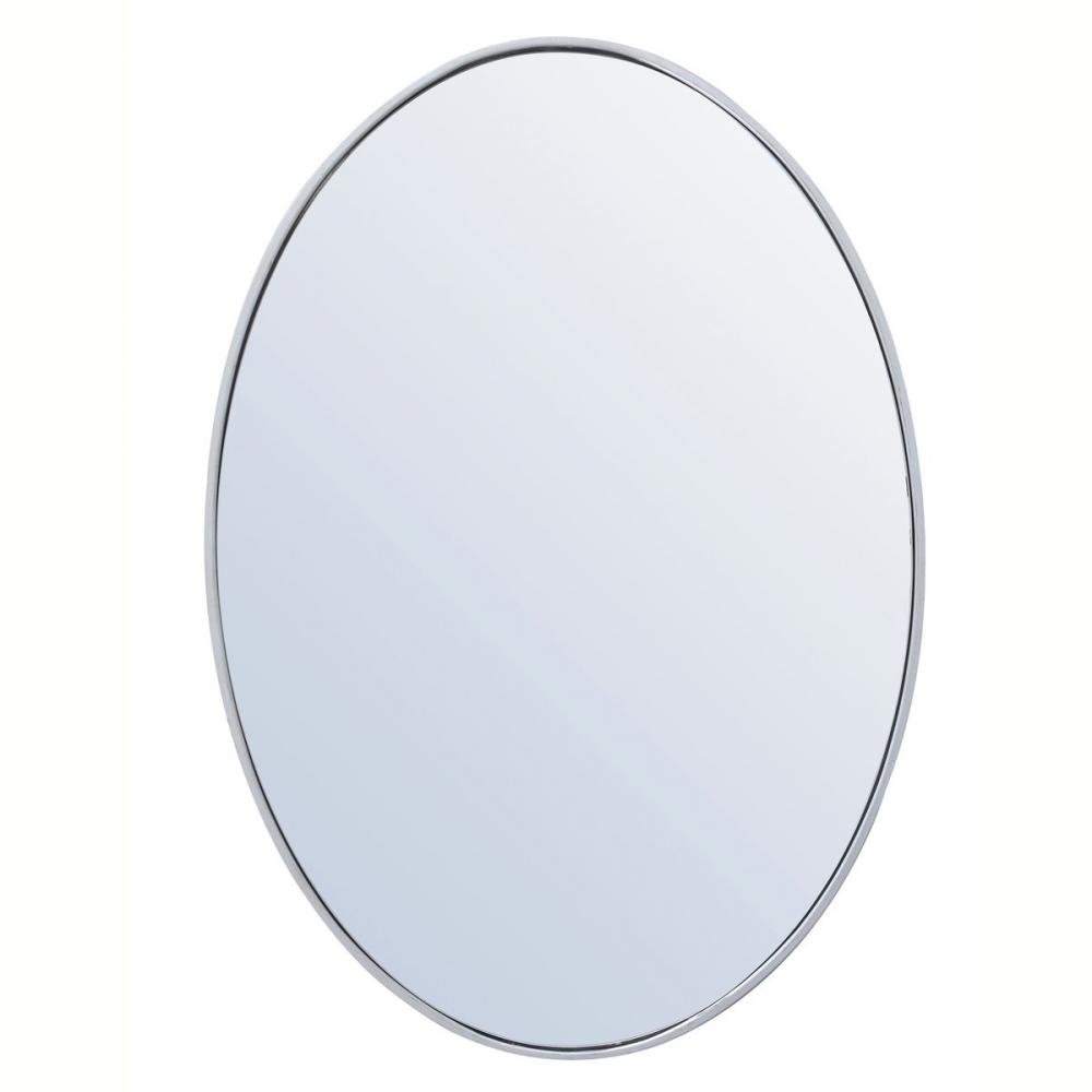 Metal frame oval mirror 34 inch in silver