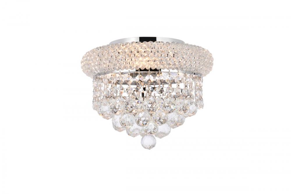 Primo 3 Light Chrome Flush Mount Clear Royal Cut Crystal