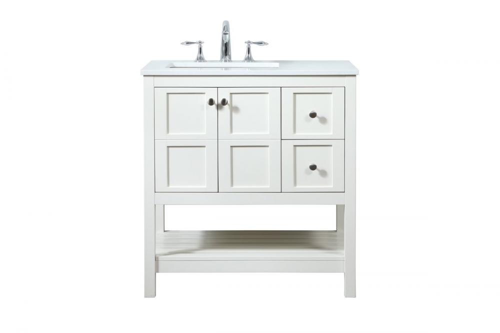 32 inch Single bathroom vanity in white