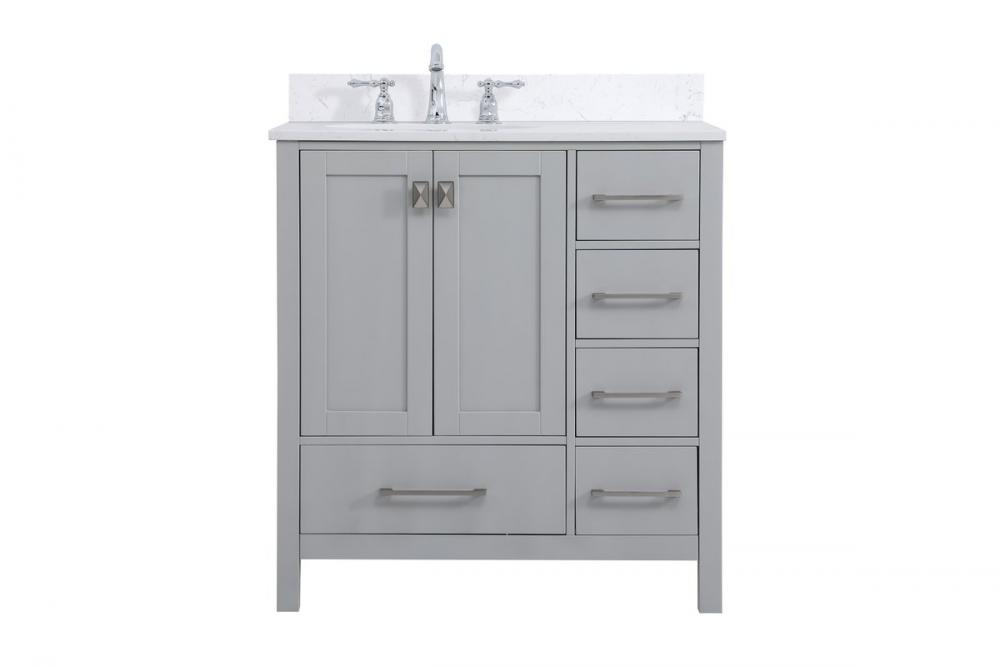 32 inch Single Bathroom Vanity in Gray with Backsplash