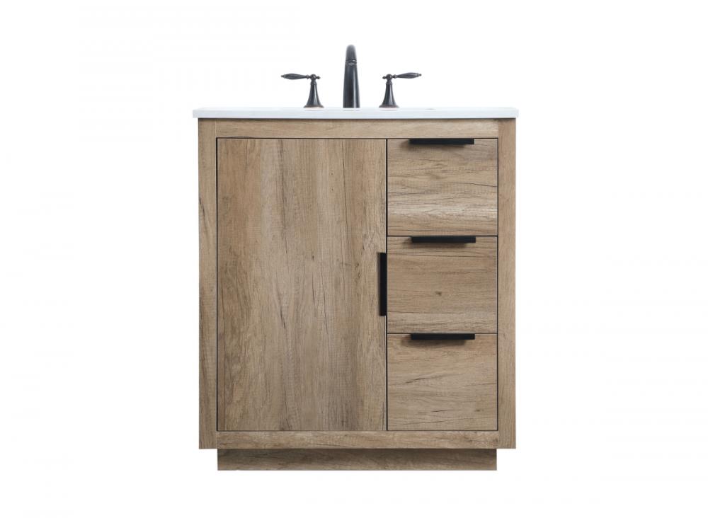 30 Inch SIngle Bathroom Vanity In Natural Oak