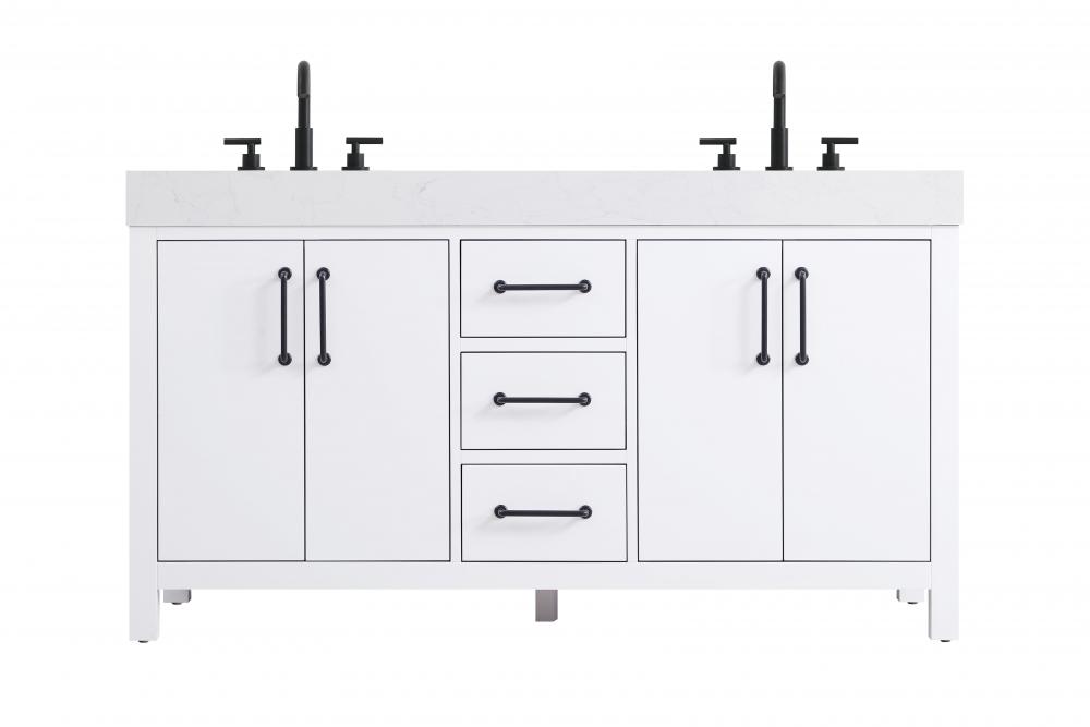 60 inch Double Bathroom Vanity In White