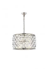 Elegant 1204D20PN/RC - Madison 6 light polished nickel Pendant Clear Royal Cut Crystal