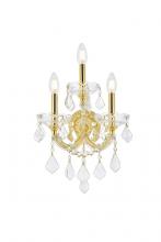 Elegant 2800W3G/RC - Maria Theresa 3 Light Gold Wall Sconce Clear Royal Cut Crystal