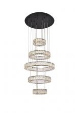 Elegant 3503G5LBK - Monroe 25 Inch LED Five Ring Chandelier in Black