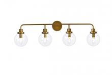 Elegant LD7037W38BR - Hanson 4 lights bath sconce in brass with clear shade