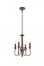 Elegant LD7042D14WOK - Flynx 4 Lights Pendant in Weathered Oak