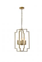 Elegant LD7066D14BR - Rosenfeld 4 Lights Pendant in Brass