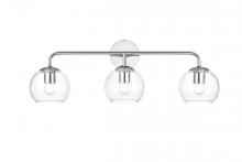 Elegant LD7321W28CH - Genesis 3 light Chrome and Clear Bath Sconce