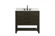 Elegant VF60536MMB-BS - 36 inch Single Bathroom Vanity in Mocha Brown with backsplash