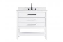 Elegant VF60536WH-BS - 36 inch Single Bathroom Vanity in White with backsplash