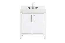 Elegant VF60630WH-BS - 30 inch Single Bathroom Vanity In White with backsplash