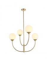 Elegant LD814D30BR - Nyomi 30 Inch Chandelier in Brass