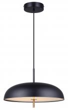  LPL287A01BKG - KELVIN 1 Light Integrated LED Matte Black and Gold Contemporary Pendant with Black Glass Shade