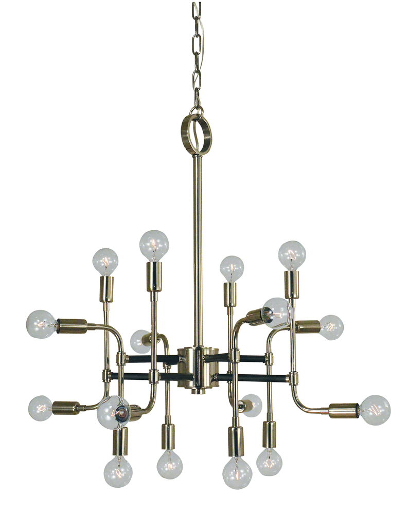 16-Light Satin Brass/Matte Black Fusion Chandelier