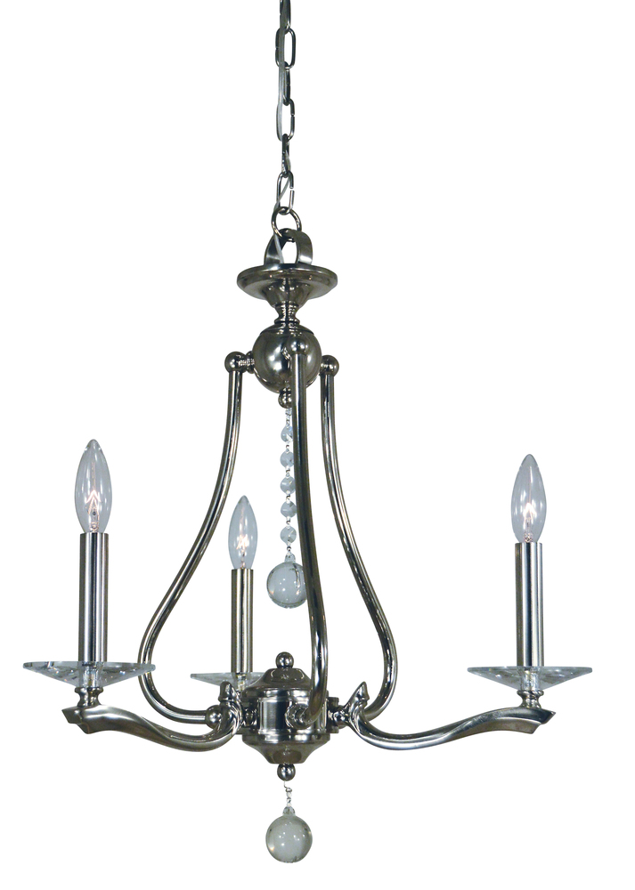 3-Light Polished Nickel Allena Chandelier