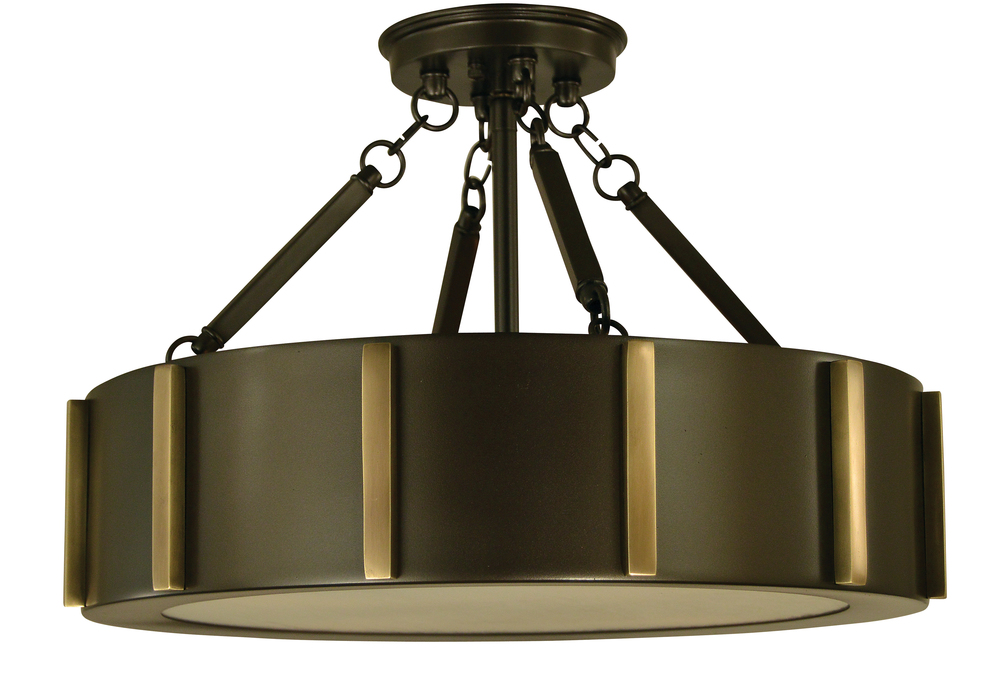 4-Light 16&#34; Mahogany Bronze/Antique Brass Pantheon Flush Mount