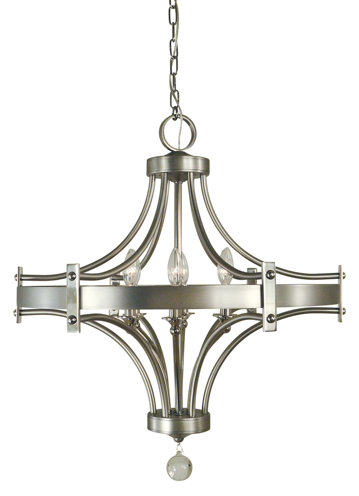 6 Light Satin Pewter/Polished Nickel Regent Chandelier