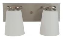 Framburg 4852 SP/PN/WH - 2-Light Satin Pewter/Polished Nickel/White Glass Mercer Bath Sconce