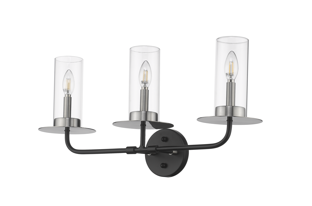 Vivio Aura 3-Bulb Two-Toned Vanity Light - CG/MB/NK