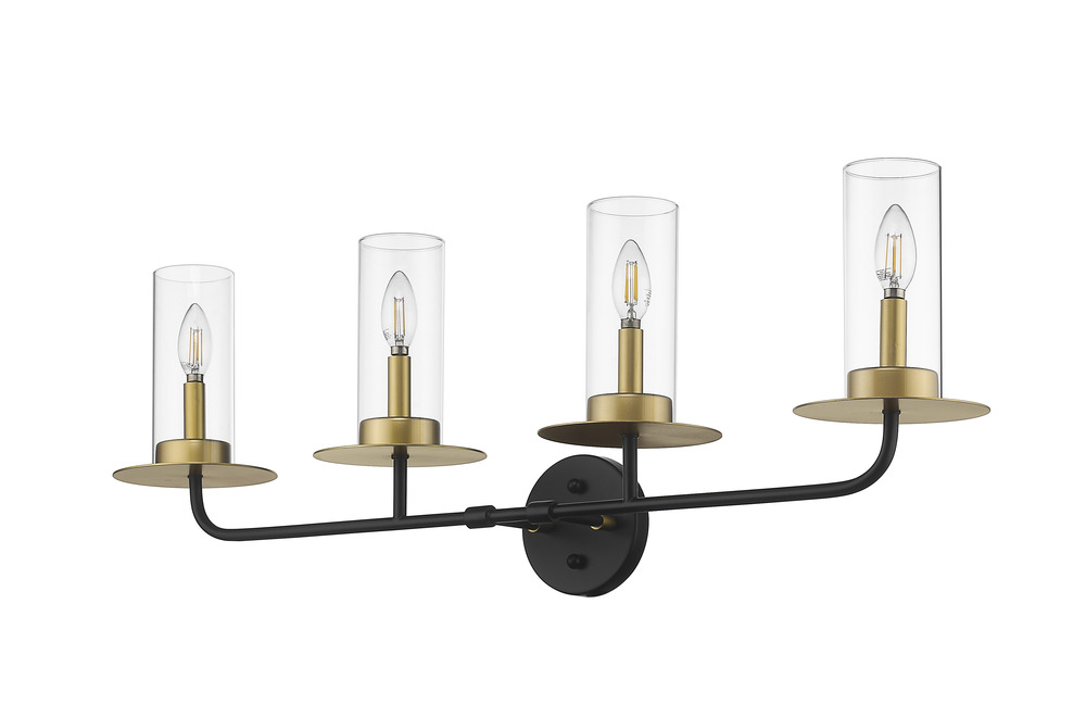 Vivio 4-Light Aura Two-Toned Vanity - Matte Black/ Matte Gold