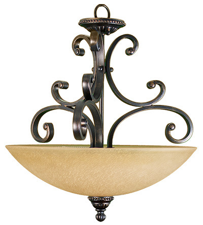 Alpine Series 1 Light Hanging Pendant Bowl - RB Enlarged To 20&#39; Glass