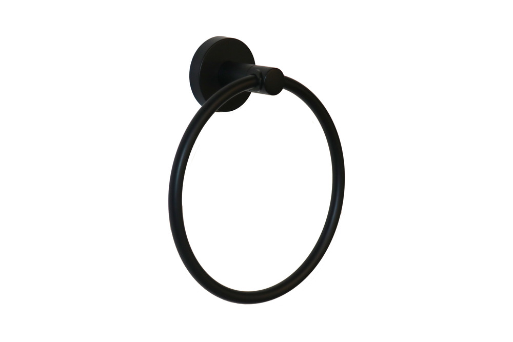 Modern Round Towel Ring - Matte Black