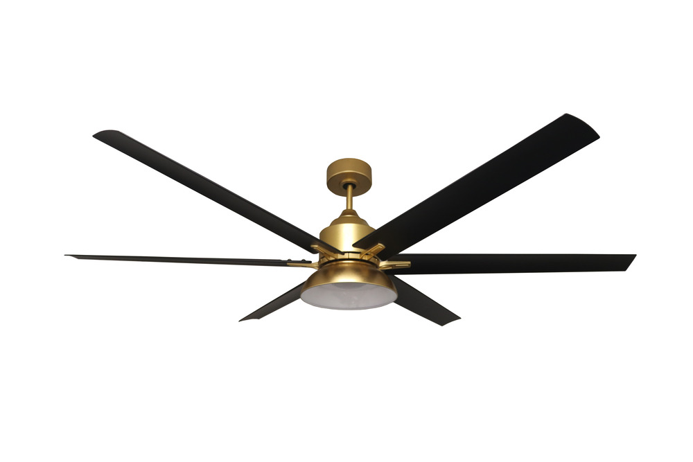 6-Blade 72&#34; Weathered Gold Fan MB Blades Damp 18W LED 3K