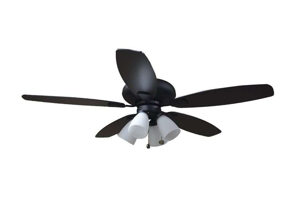 52&#34; 5-Blade UFO Fan MB Black/Walnut Blades 4-Light White LED Kit