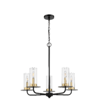 HOMEnhancements 70151 - Vivio 5-Light Aura Two-Toned Chandelier - Matte Black/ Champagne Gold